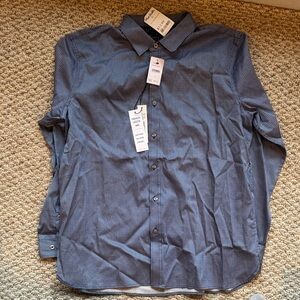 Tahari Men’s XL Navy Geometric Button Down Shirt